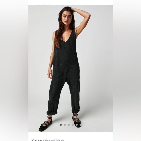 Free People Black Denim Overalls - Picture 3 of 7